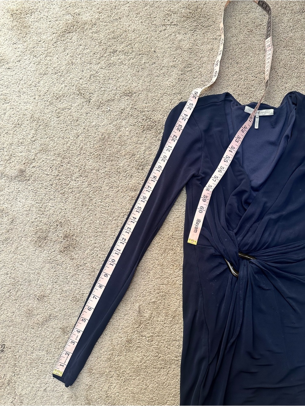 Halston Heritage Ruched V-Neck Wrap Bodycon Mini Dress Asymmetric Stretch Sz 0 - Picture 10 of 11